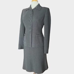 Vintage Jones New York Tweed Skirt Suit | Black & White | Made in USA | Sz S